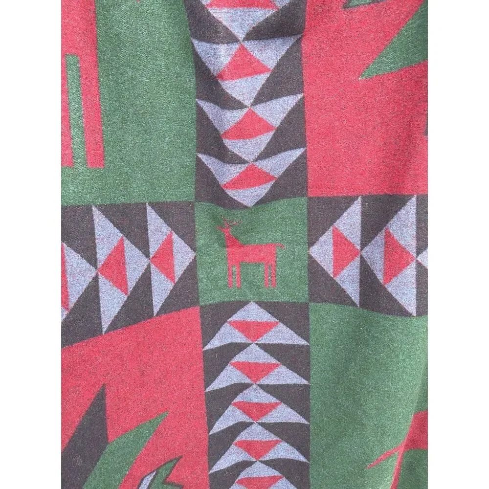 Pendleton Woolen Mills Blanket Holiday Deer Stars Green Red